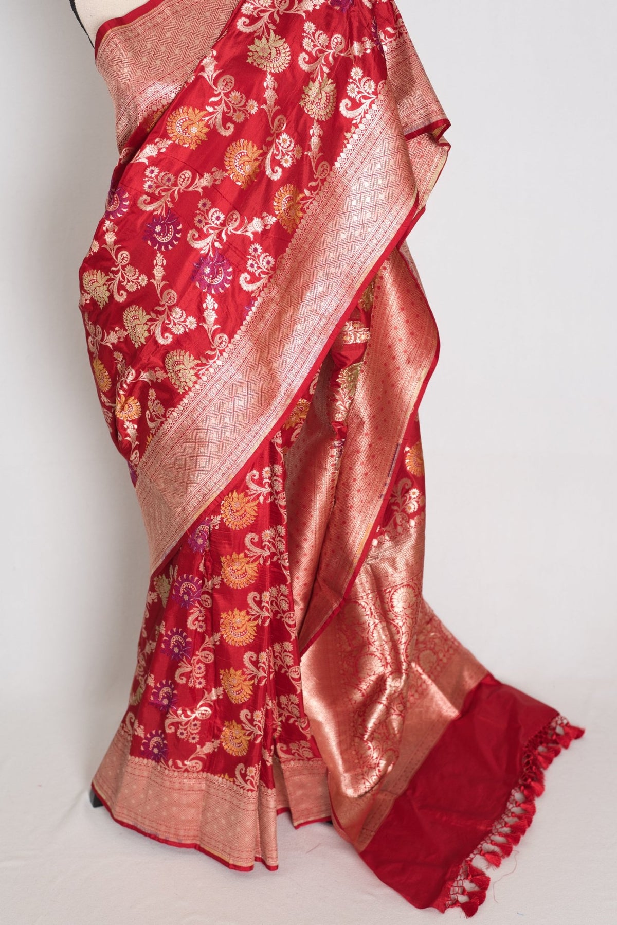 Dark Red Banarasi saree — blouse piece