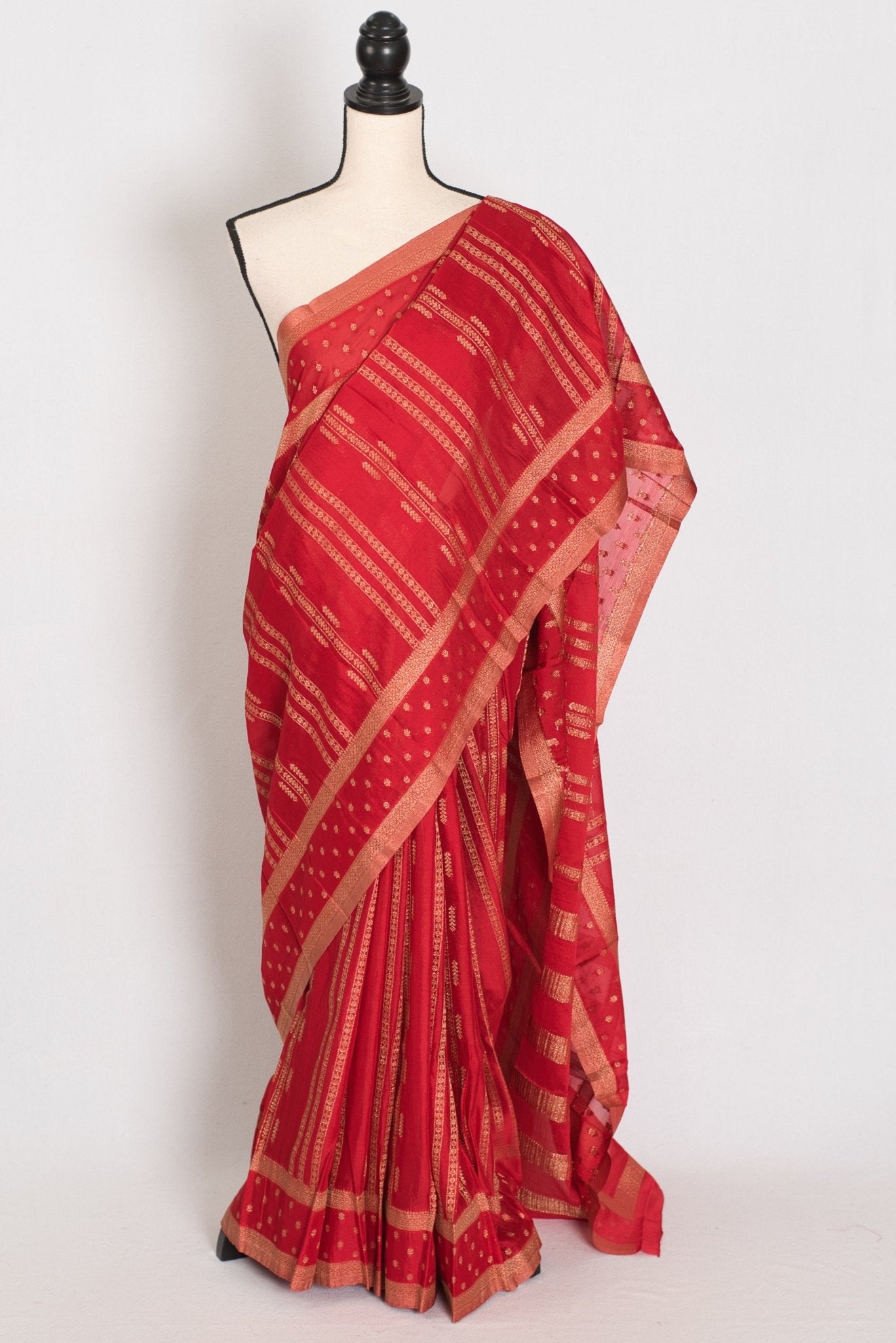 Naheed: Red Semi Georgette Banarasi Saree | Lightweight Bollywood Style - Saree Mandi