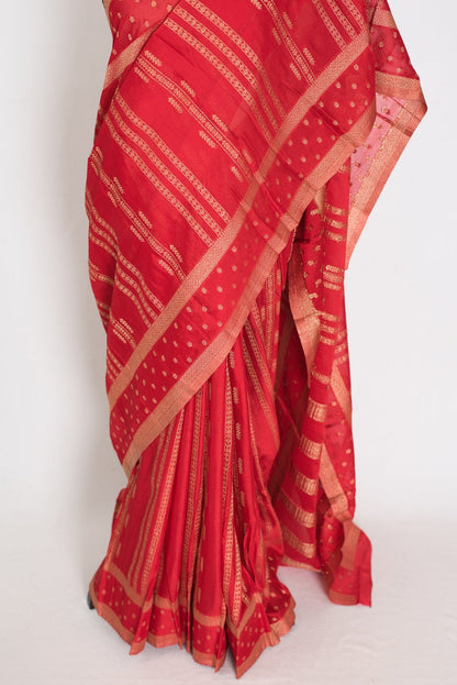 Naheed: Red Semi Georgette Banarasi Saree | Lightweight Bollywood Style - Saree Mandi