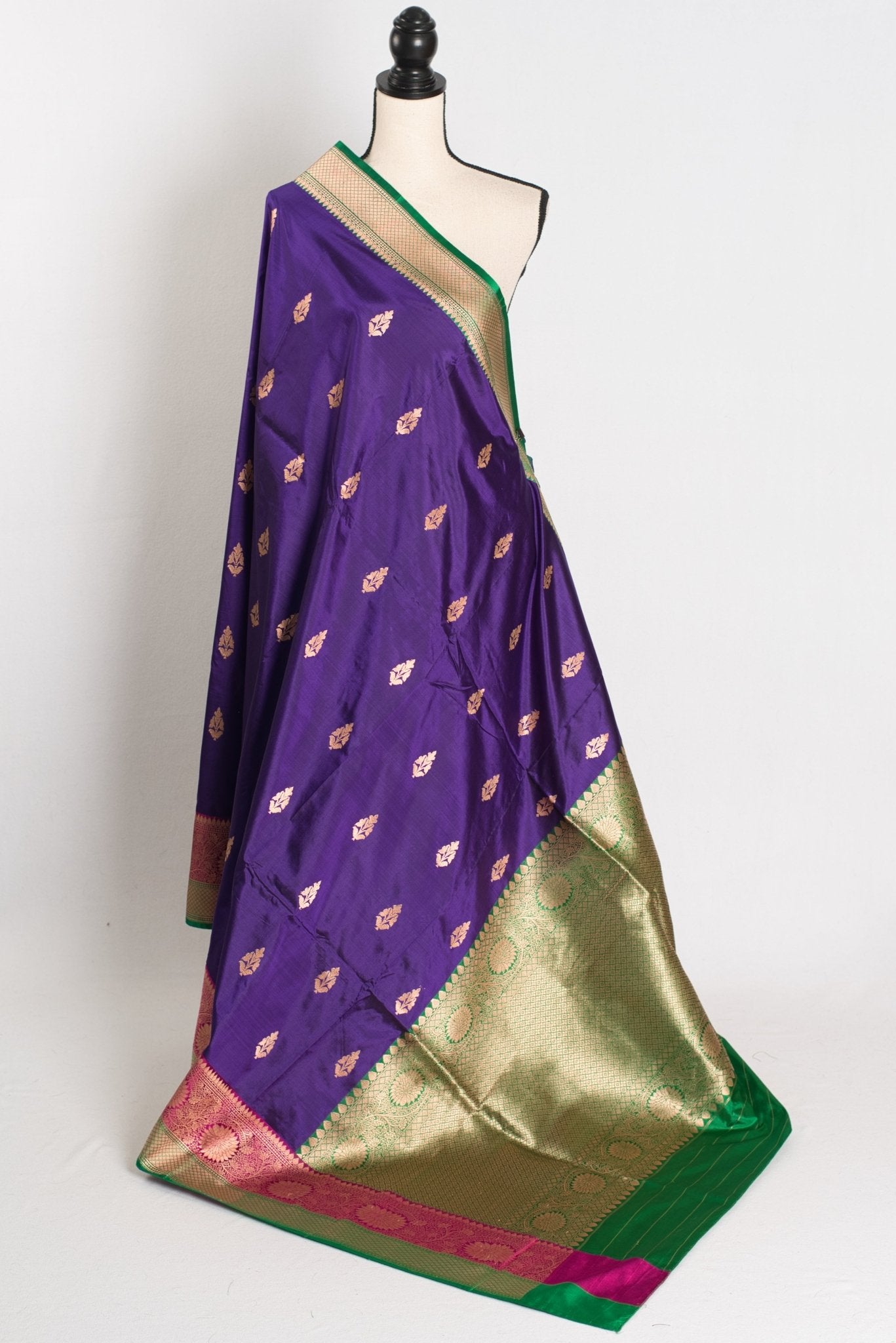 Nayana : Silk Mark Certified Purple Katan Banarasi Saree - Saree Mandi