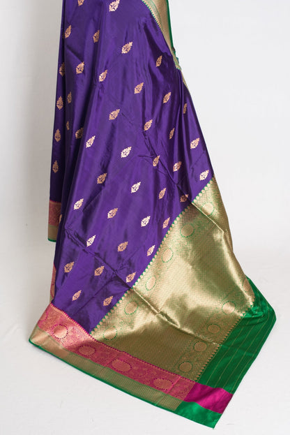 Nayana : Silk Mark Certified Purple Katan Banarasi Saree - Saree Mandi