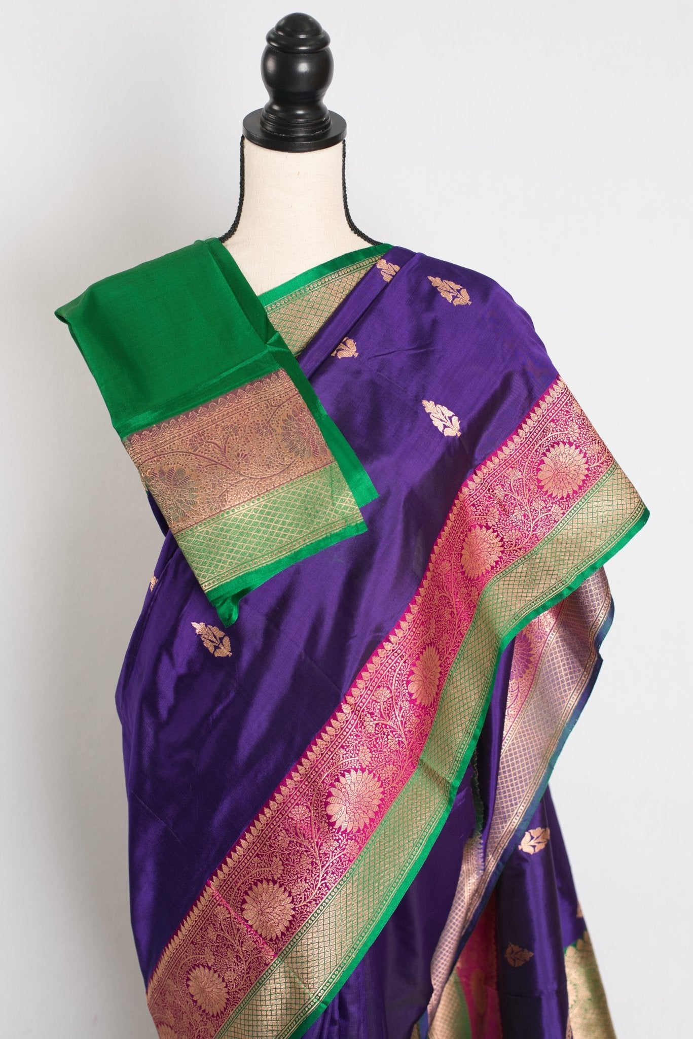 Nayana : Silk Mark Certified Purple Katan Banarasi Saree - Saree Mandi