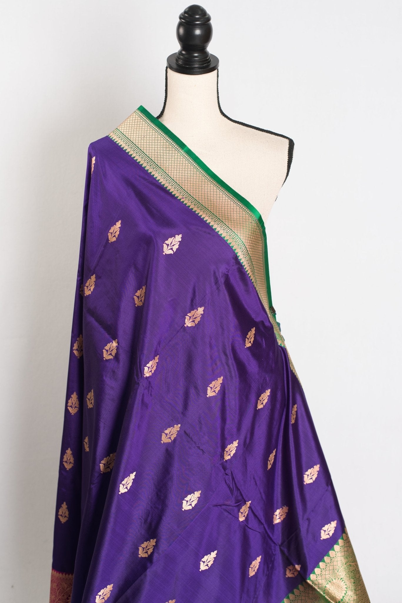 Nayana : Silk Mark Certified Purple Katan Banarasi Saree - Saree Mandi