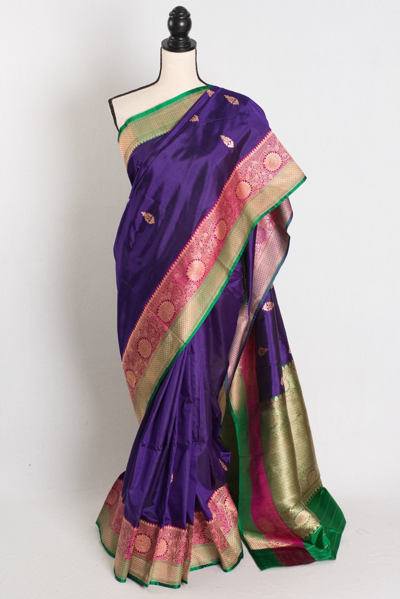 Nayana : Silk Mark Certified Purple Katan Banarasi Saree - Saree Mandi