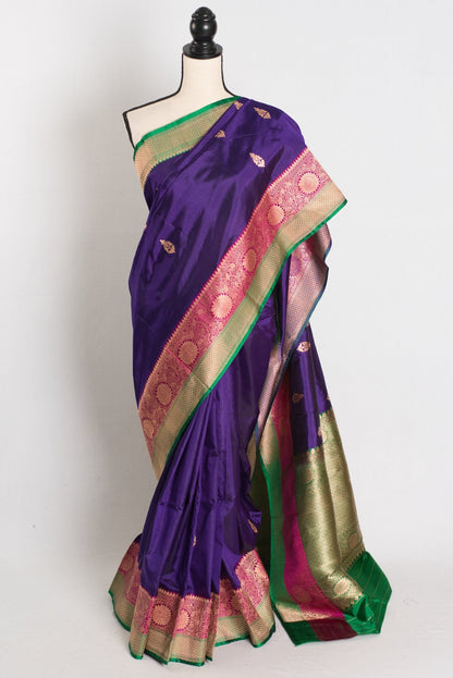 Nayana : Silk Mark Certified Purple Katan Banarasi Saree - Saree Mandi