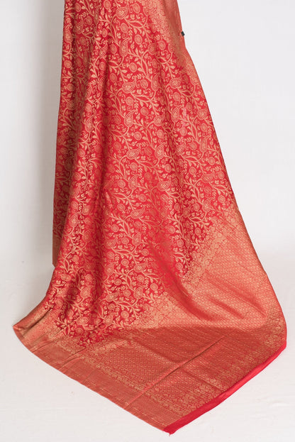 Pari : Red & Gold Jaal Banarasi Semi Georgette Saree - Saree Mandi