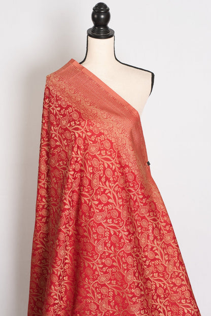 Pari : Red & Gold Jaal Banarasi Semi Georgette Saree - Saree Mandi