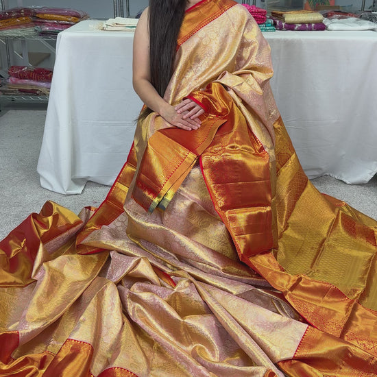 Video of Blush Petal : Handwoven Brocade Bridal Kanjivaram Silk Saree
