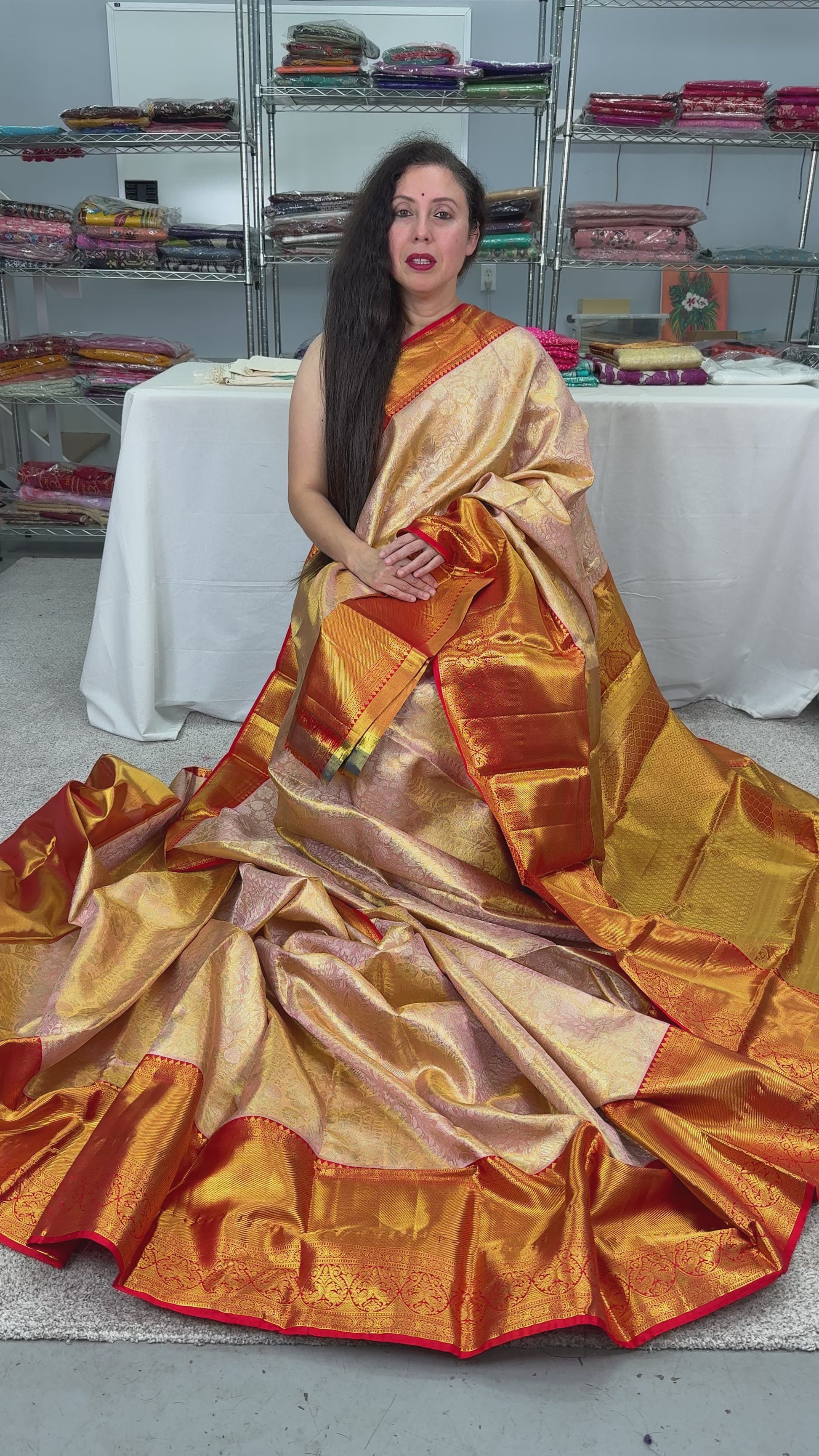 Video of Blush Petal : Handwoven Brocade Bridal Kanjivaram Silk Saree