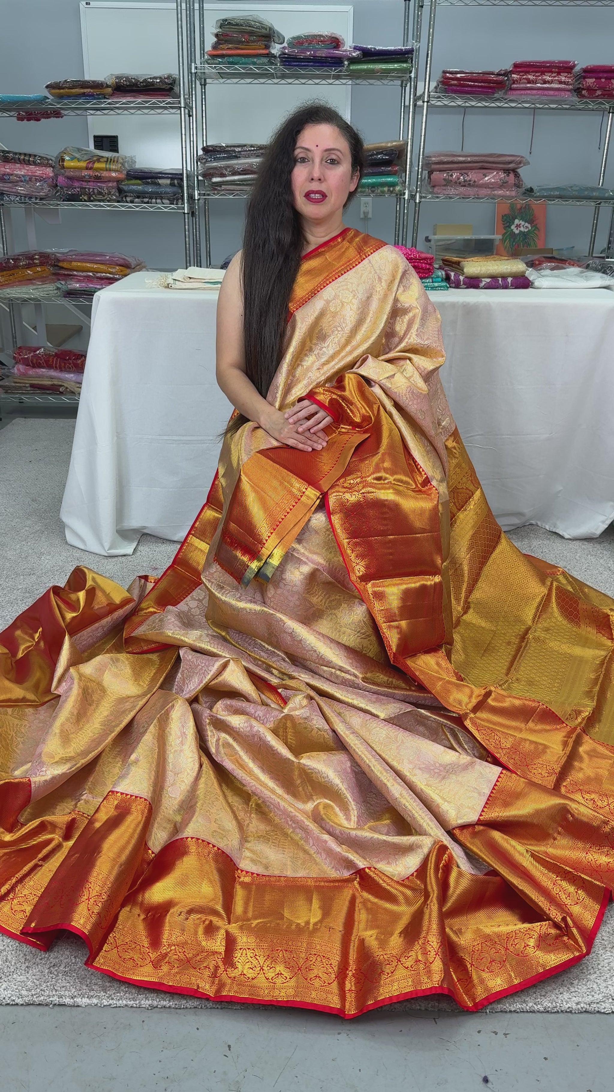 Video of Blush Petal : Handwoven Brocade Bridal Kanjivaram Silk Saree