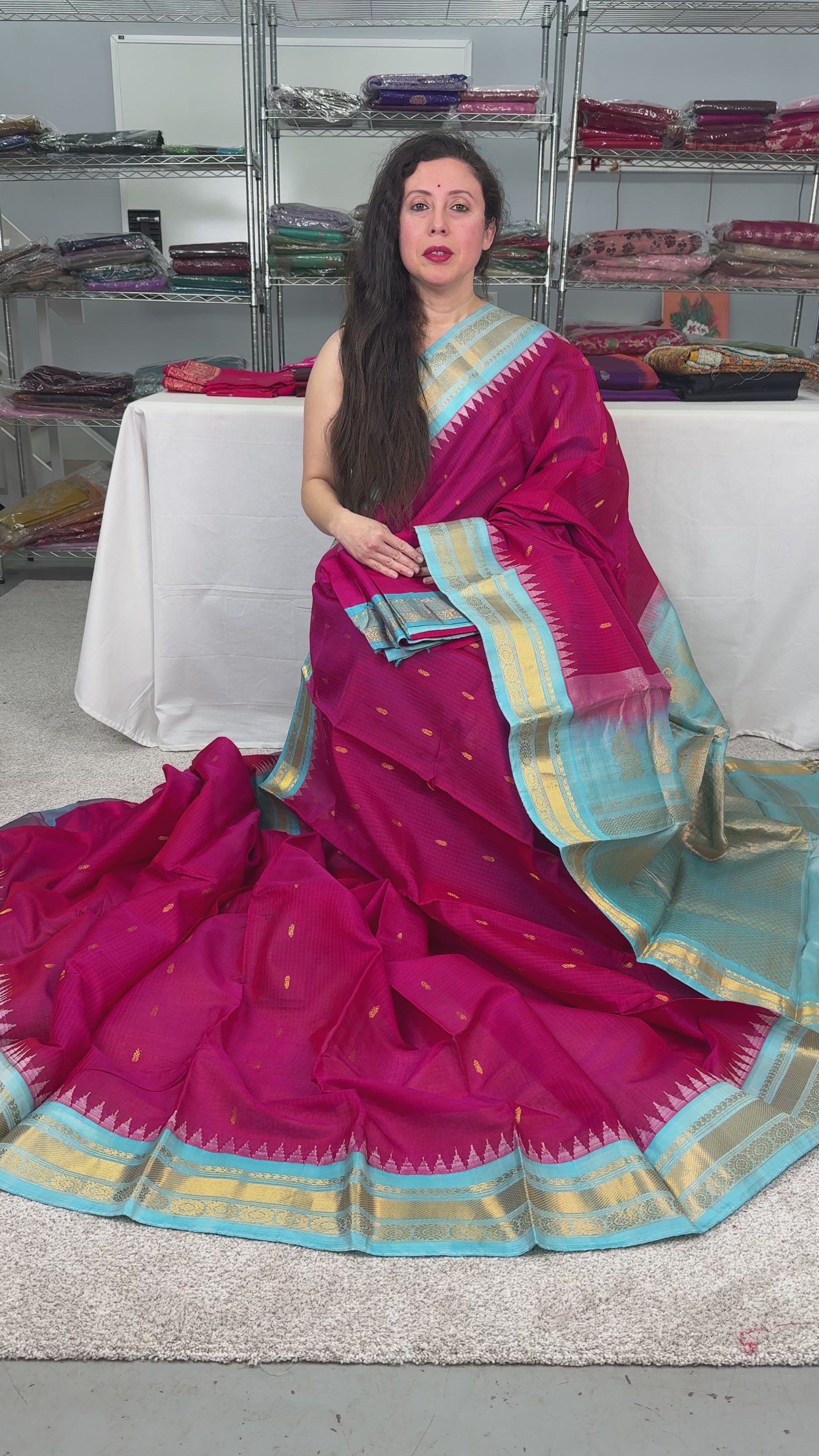 Video of Premium Quality Sico Gadwal Saree in Dark Pink.