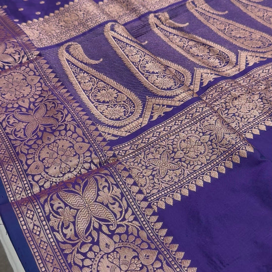 Video of Katan Banarasi Silk Saree in Purple - Certified Silk Saree.