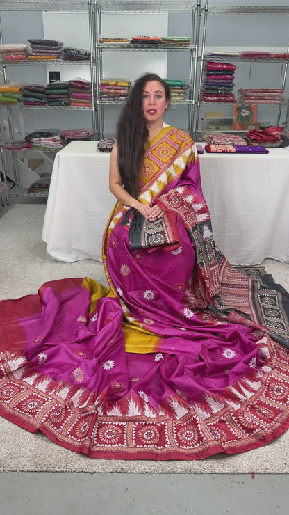 Video Of Dyuti : Silk Mark Certified Hand Embroidery Tussar Silk Saree in Beige and White
SKU:
