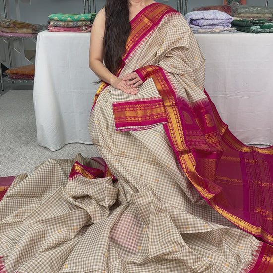 Video of Premium Quality Sico Micro Checks Gadwal Saree.