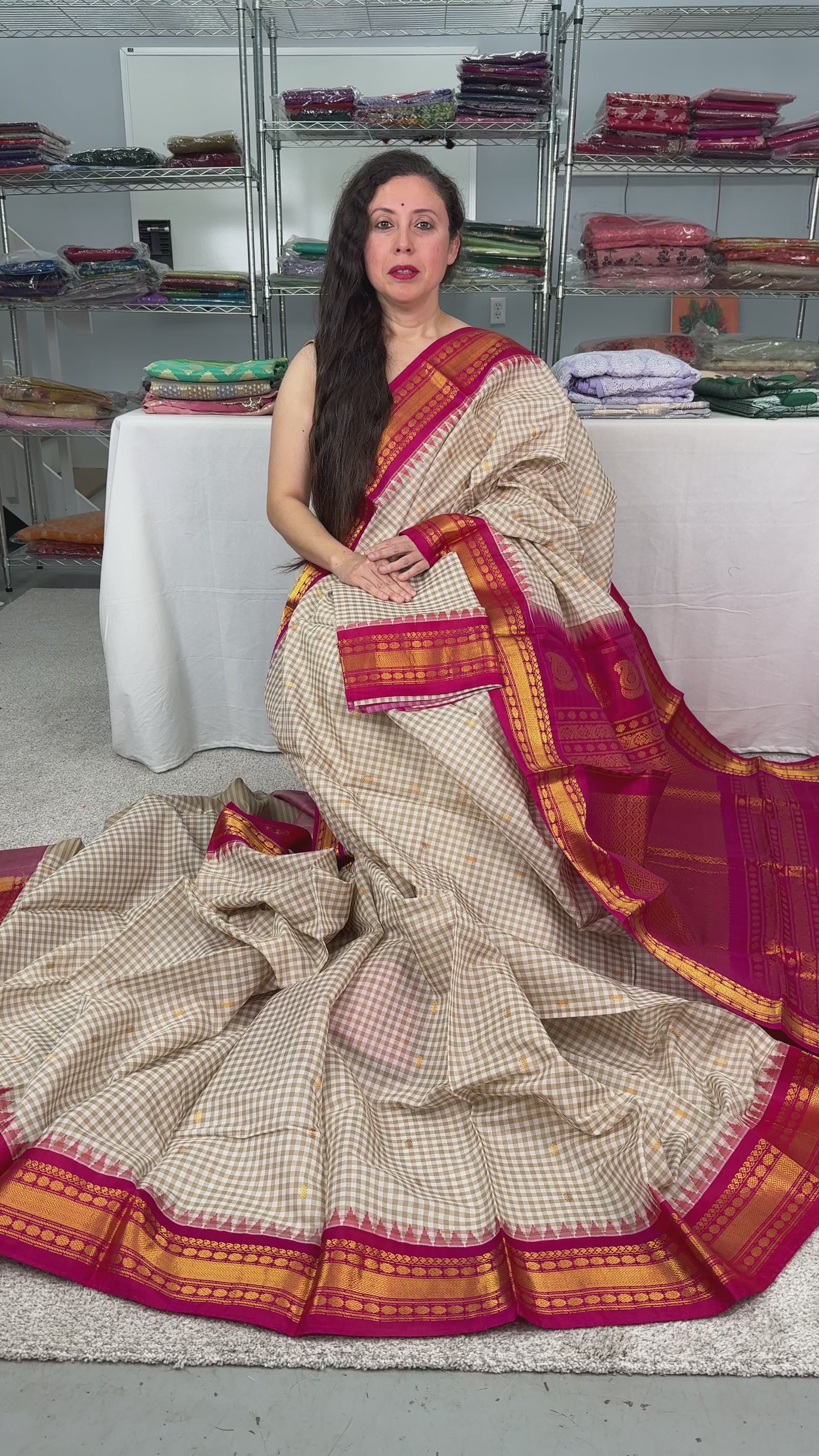 Video of Premium Quality Sico Micro Checks Gadwal Saree.