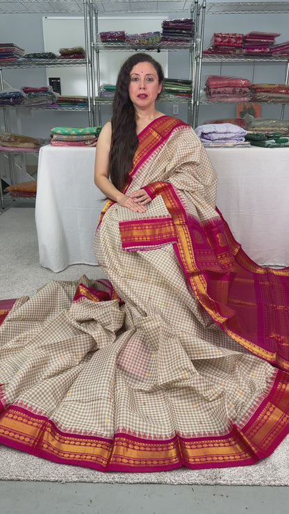 Video of Premium Quality Sico Micro Checks Gadwal Saree.