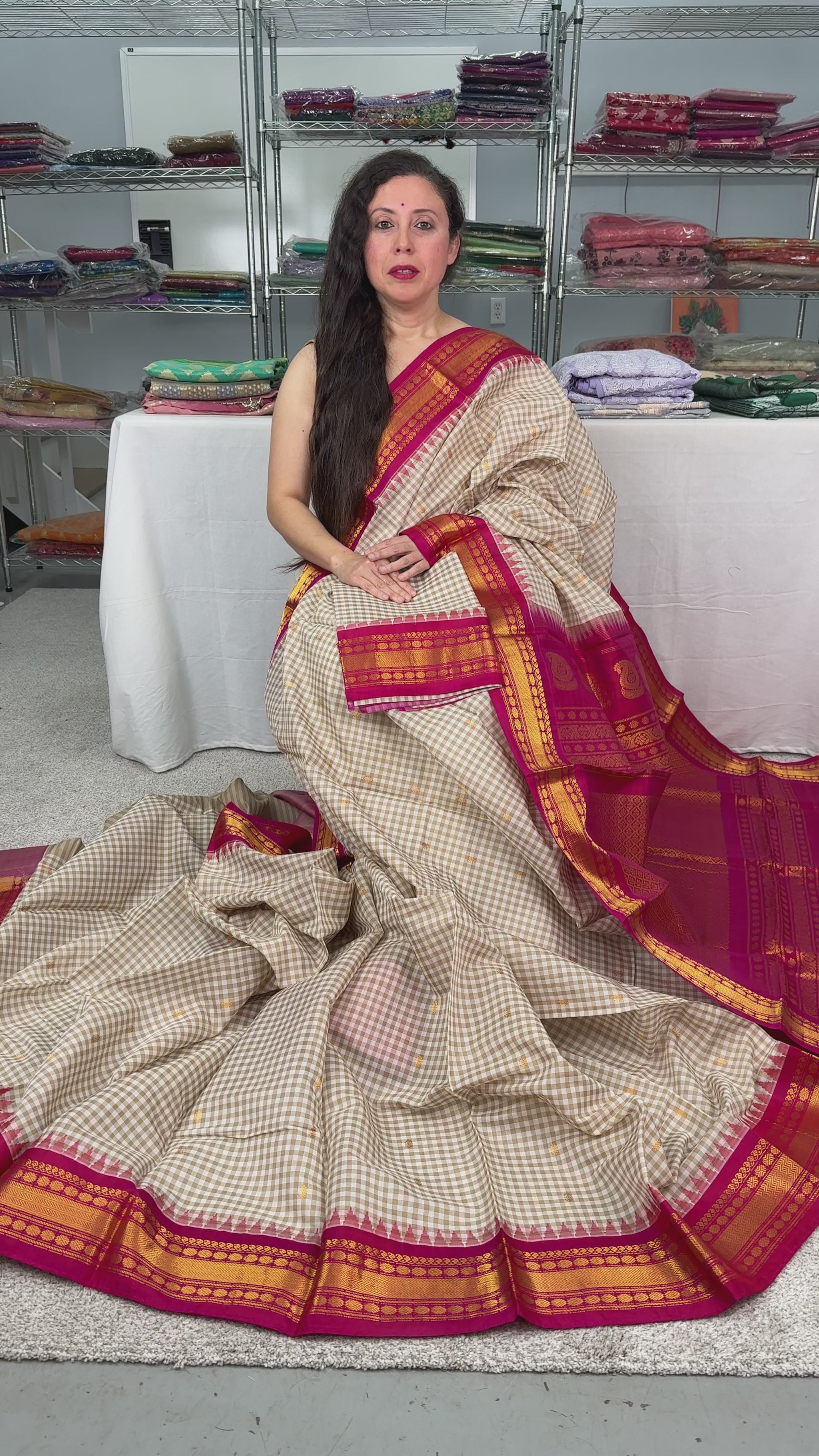 Video of Premium Quality Sico Micro Checks Gadwal Saree.