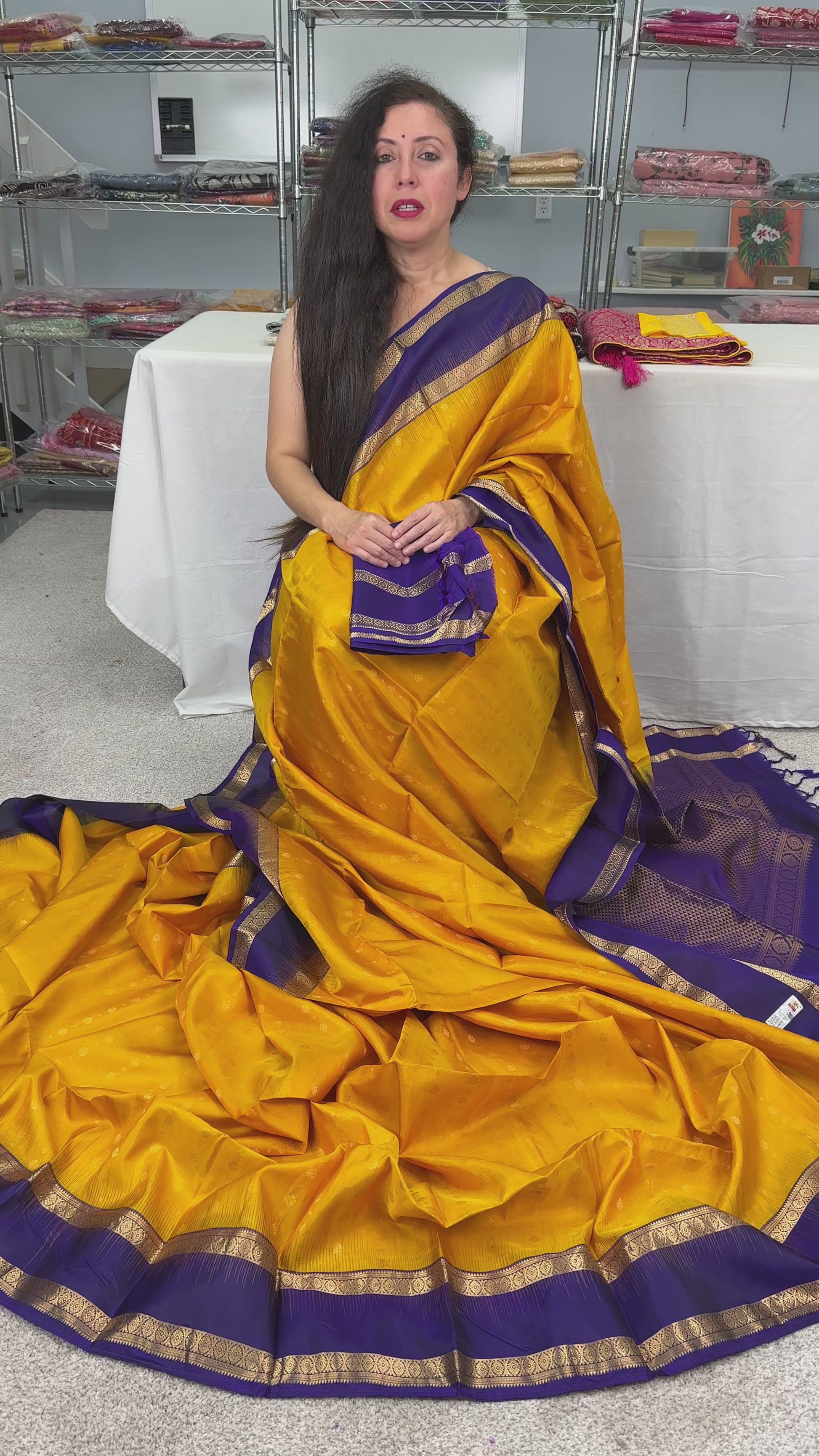 Lakshmi : Yellow and Purple Silk Mark Certified Kanchipuram Silk Saree