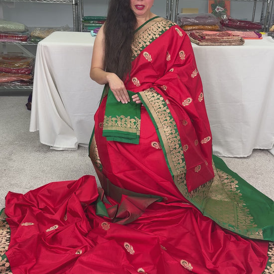 Video of Haripriya : Red and Green Bridal Banarasi Silk Saree