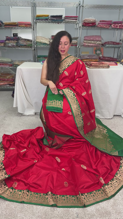 Video of Haripriya : Red and Green Bridal Banarasi Silk Saree
