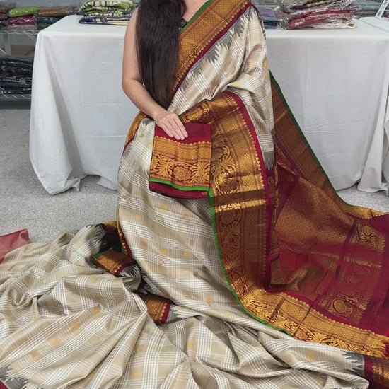 Video of product Gitika Kanji Border Handwoven Gadwal Silk Saree from Saree Mandi saree store in USA.