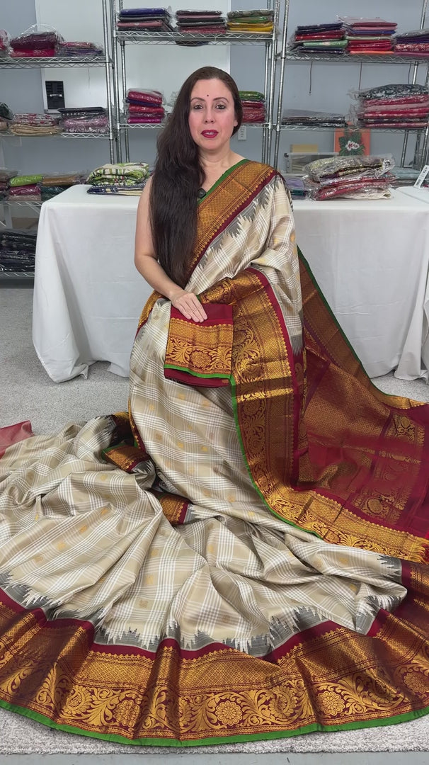 Video of product Gitika Kanji Border Handwoven Gadwal Silk Saree from Saree Mandi saree store in USA.