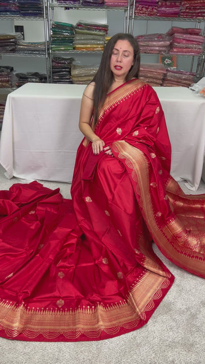 Silk Mark Certified Red Bridal Banarasi Silk Saree