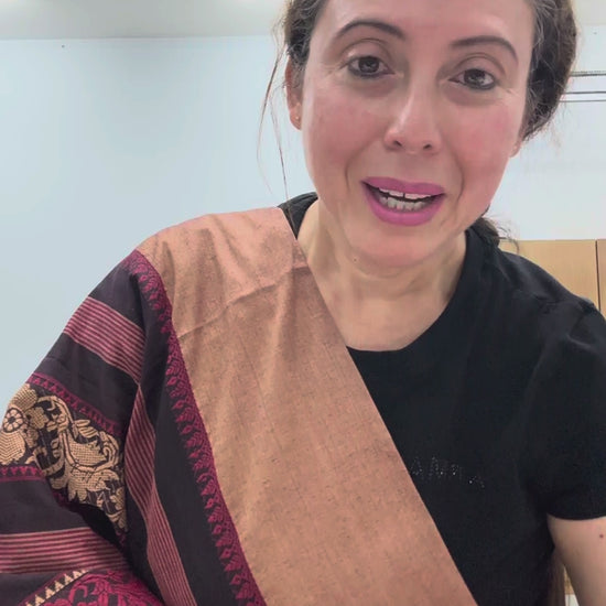 Video of Video of Maroon Dhaniakhali Bengal handloom pure soft cotton saree.