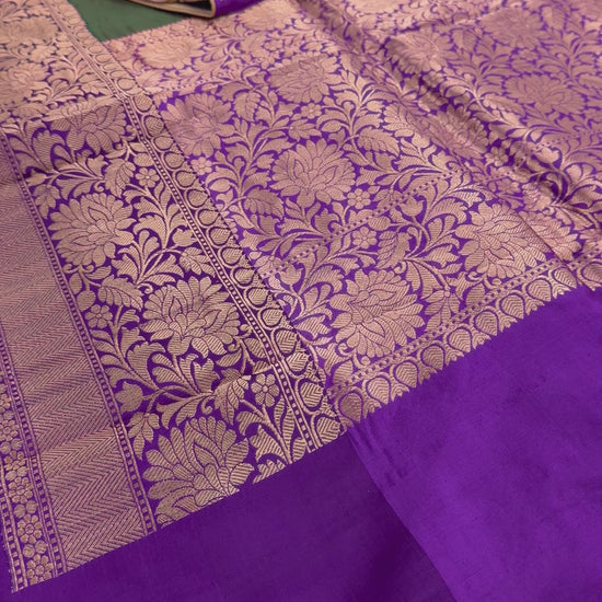 Video of Green Banarasi Silk Saree with 38 Size Stitched Blouse - Indian Wedding Saree.