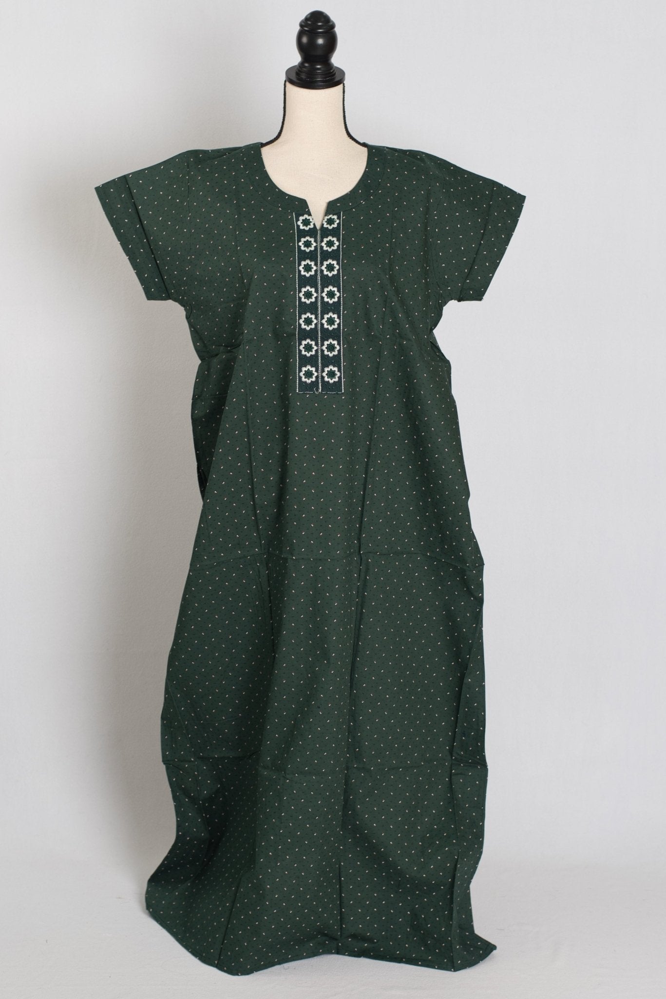 Printed Bottle Green Pure Cotton Nightwear in Regular Size - Saree Mandi