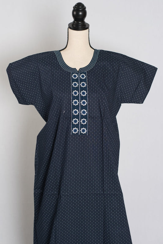 Printed Dark Blue Pure Cotton Nightwear in Regular Size - Saree Mandi