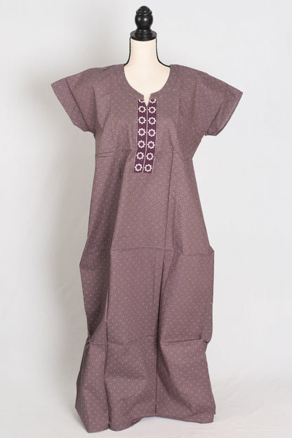 Printed English Purple Women Indian Cotton Nighty in Regular Size - Saree Mandi