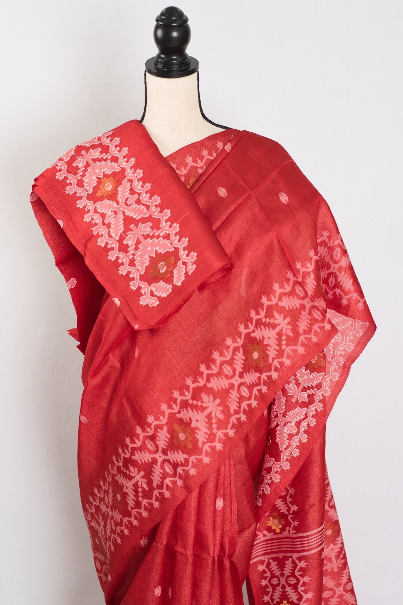 Rai: Bengal Tussar Silk Saree | Hand - Inspired Jamdani Weaving | Certified Silk - Saree Mandi