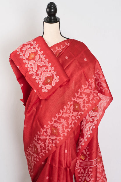 Rai: Bengal Tussar Silk Saree | Hand - Inspired Jamdani Weaving | Certified Silk - Saree Mandi