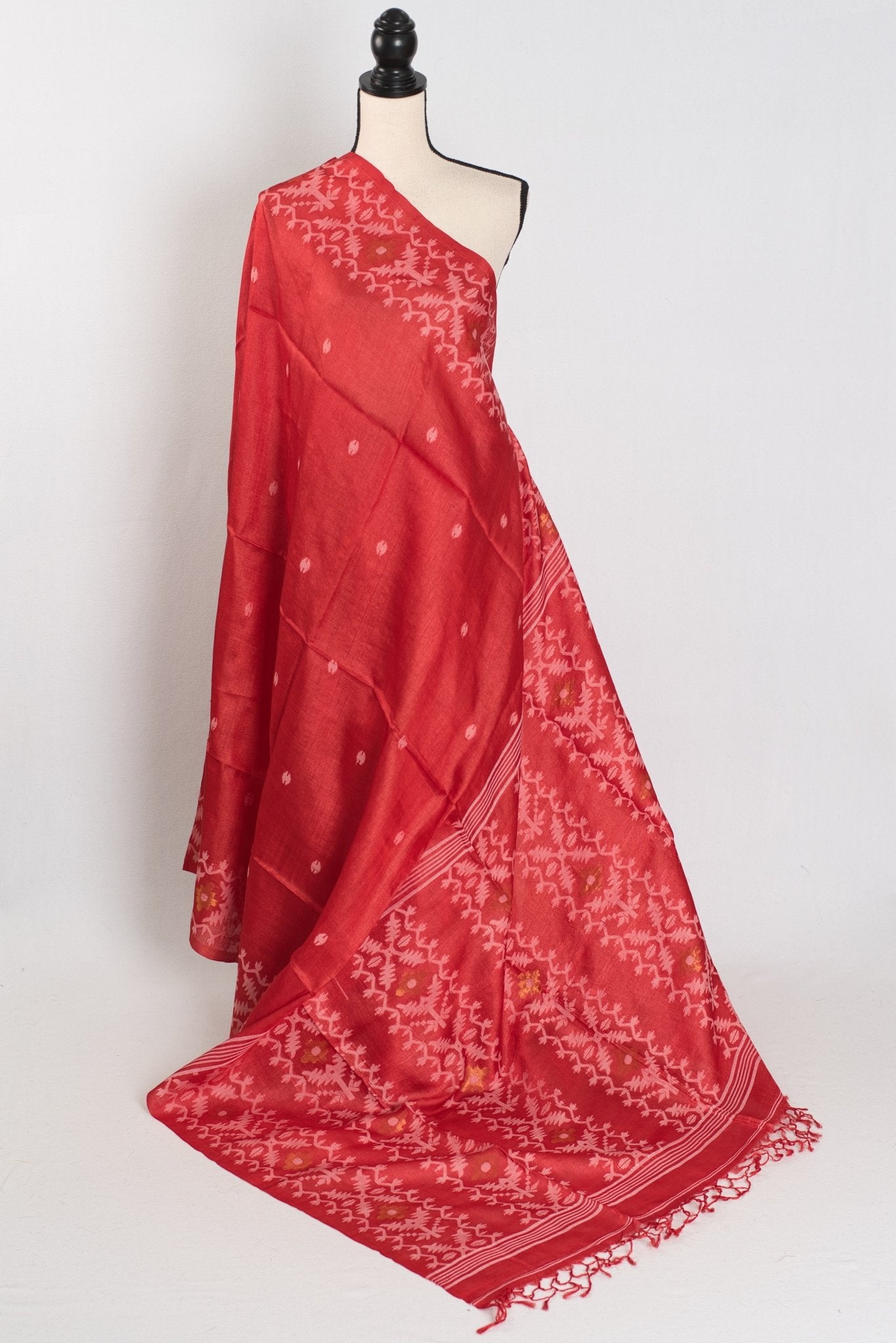 Rai: Bengal Tussar Silk Saree | Hand - Inspired Jamdani Weaving | Certified Silk - Saree Mandi