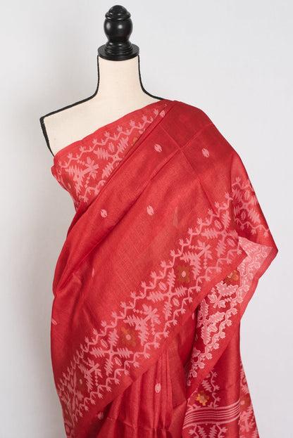 Rai: Bengal Tussar Silk Saree | Hand - Inspired Jamdani Weaving | Certified Silk - Saree Mandi