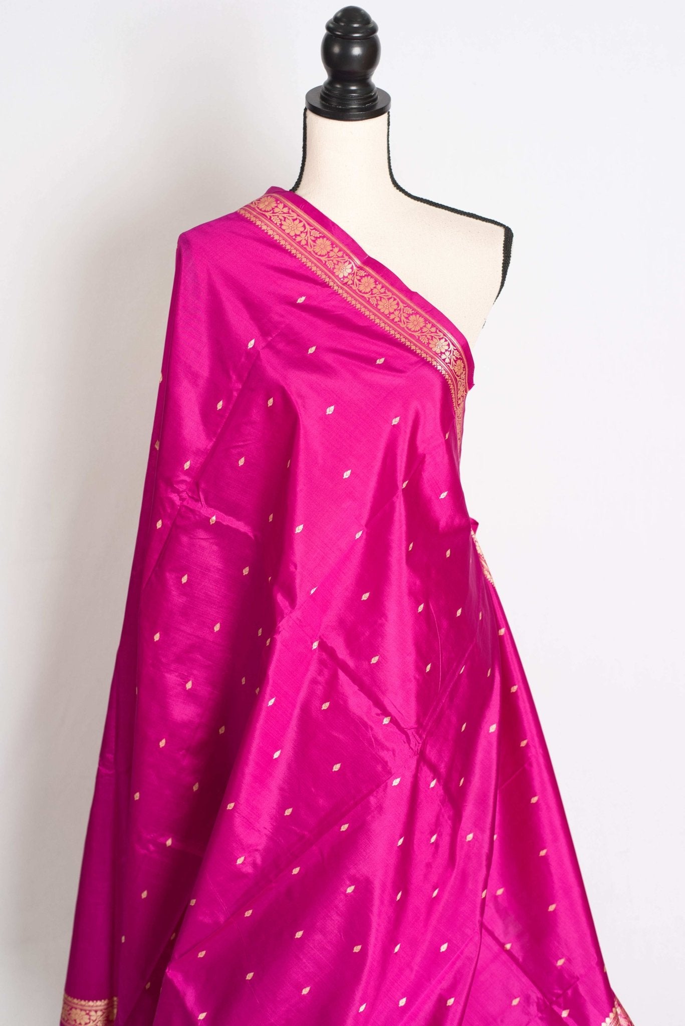 Rani : Certified Silk Banarasi Saree with Resham Work in Purplish Pink - Saree Mandi