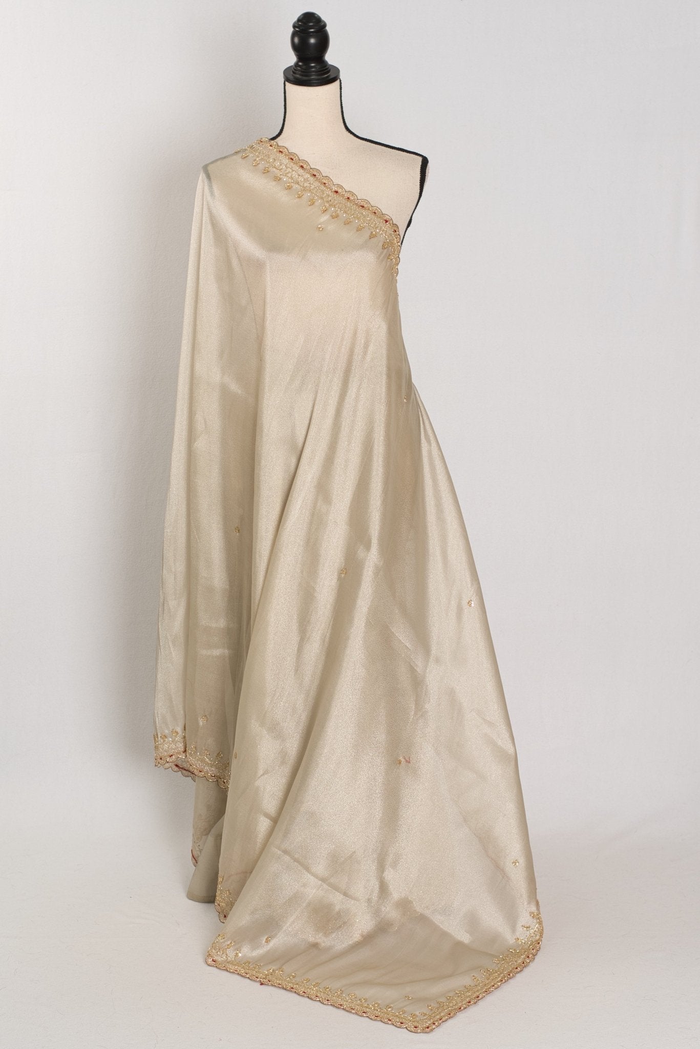 Rebecca : Tissue Designer Saree in Silver with Cut Dana Embroidery | Partywear - Saree Mandi