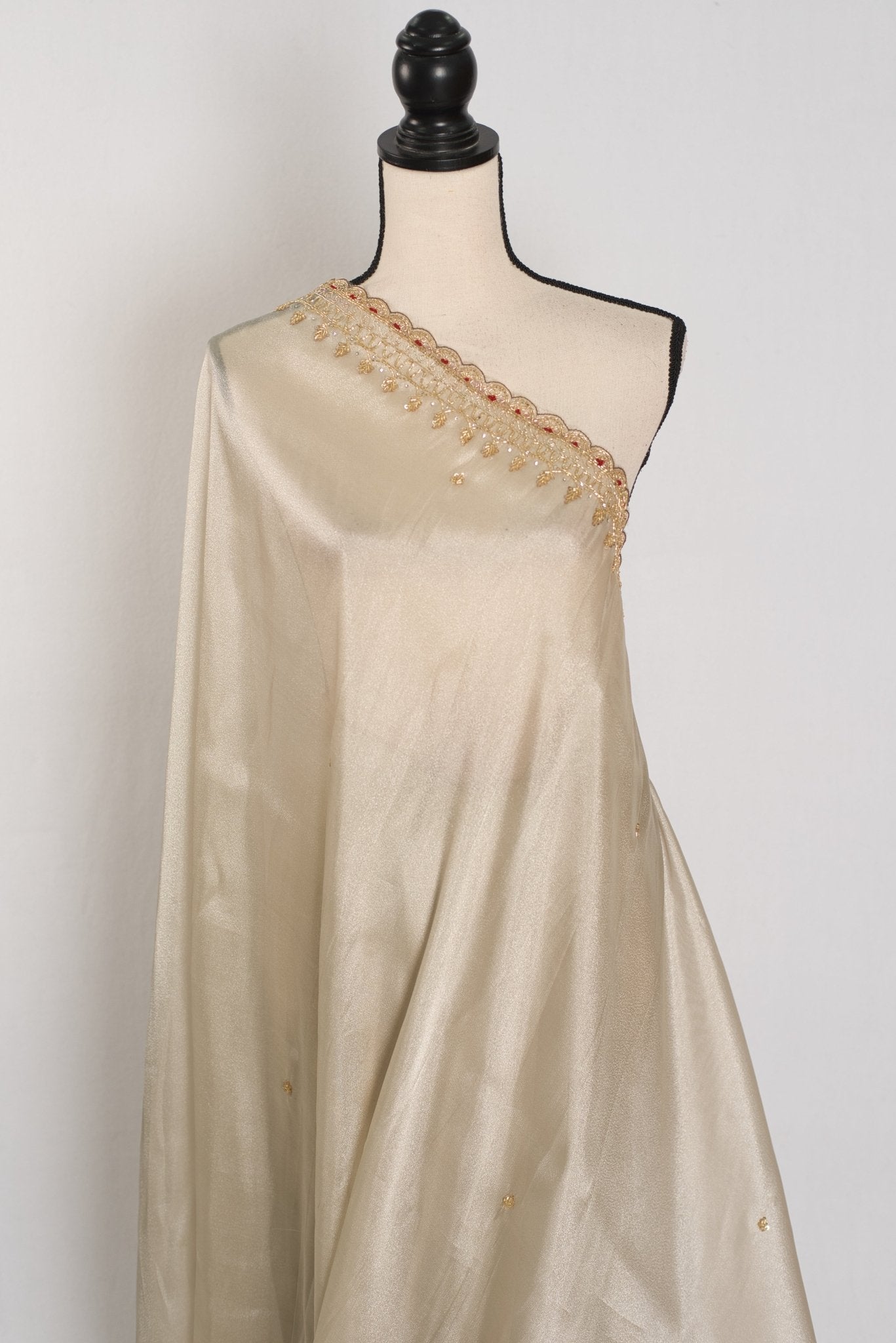 Rebecca : Tissue Designer Saree in Silver with Cut Dana Embroidery | Partywear - Saree Mandi