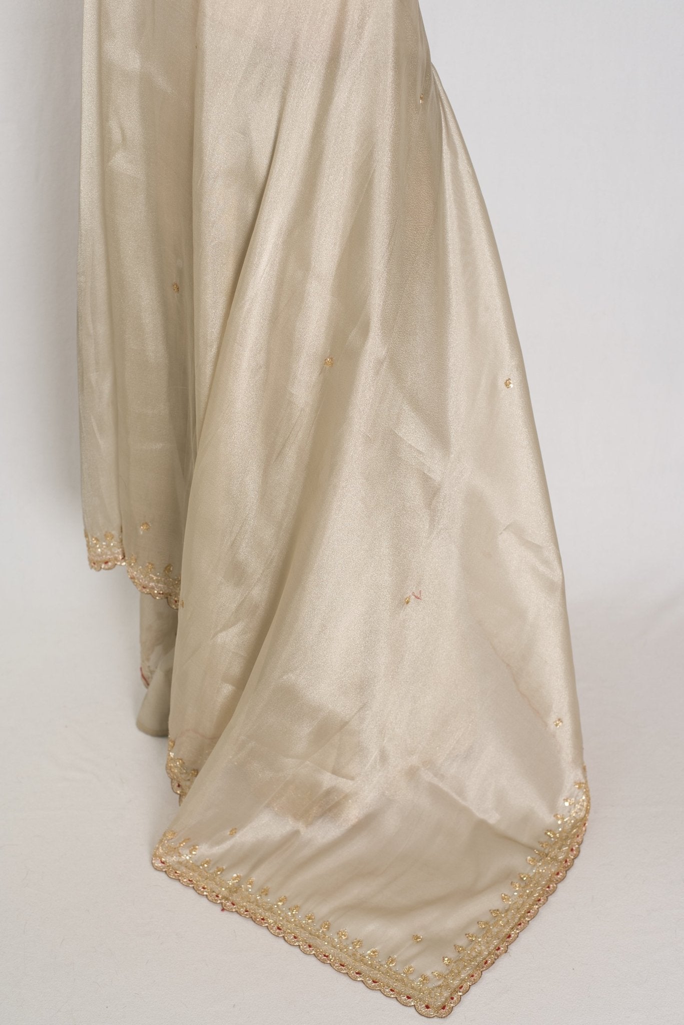 Rebecca : Tissue Designer Saree in Silver with Cut Dana Embroidery | Partywear - Saree Mandi