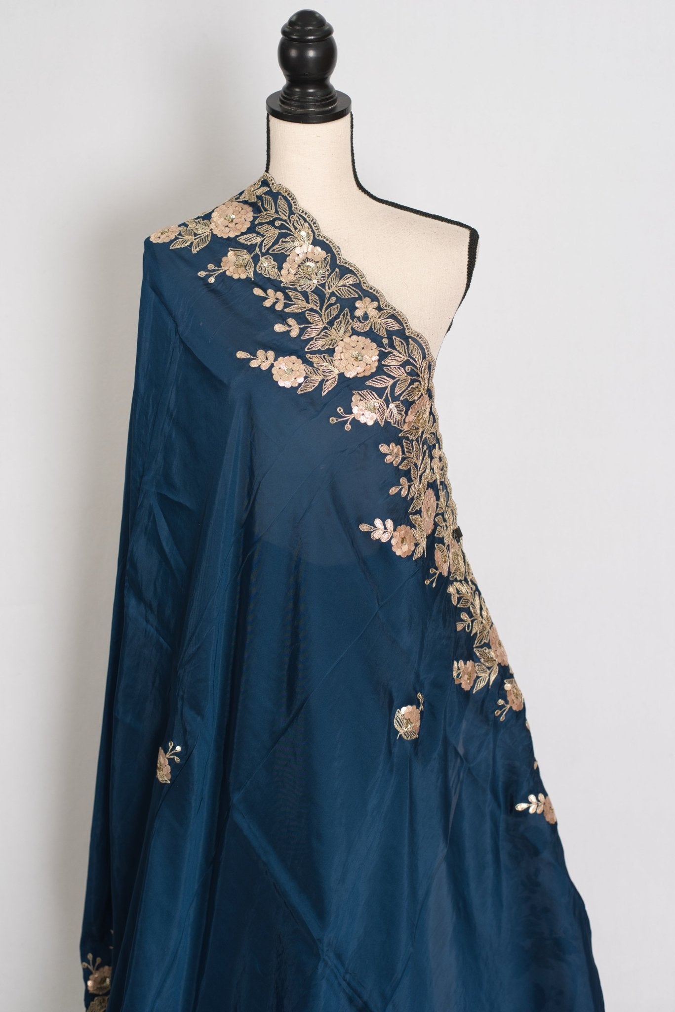 Shila: Blue Organza Silk Saree with Gota Patti & 38 Stitched Blouse - Saree Mandi