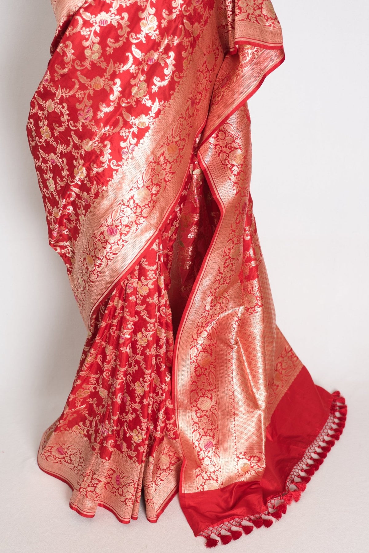 Red Banarasi saree — blouse piece