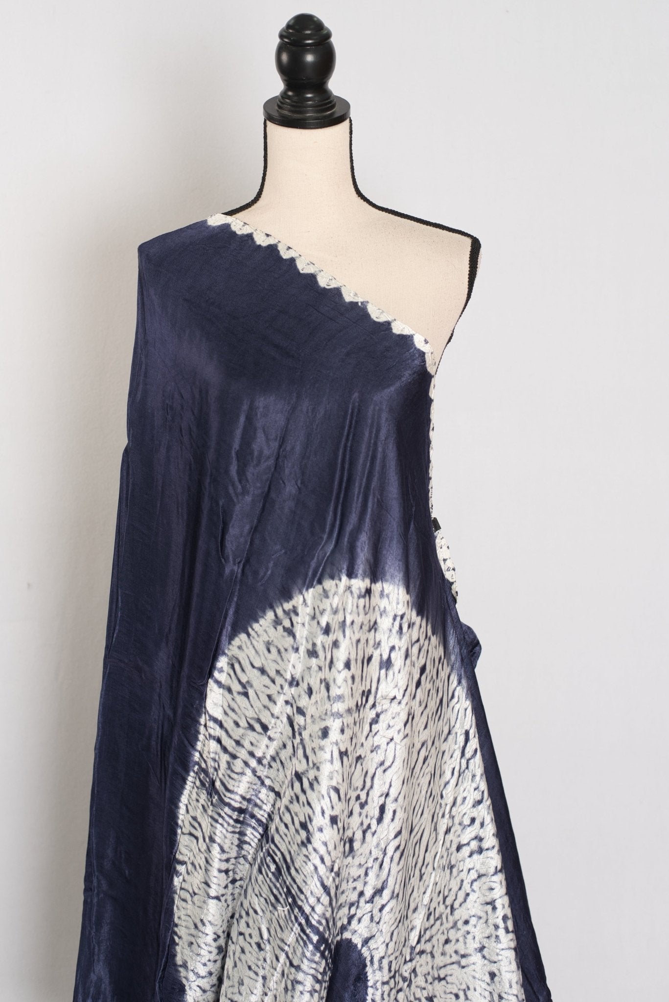 Sia: Bluish Grey Hand Shibori Modal Silk Designer Saree - Saree Mandi