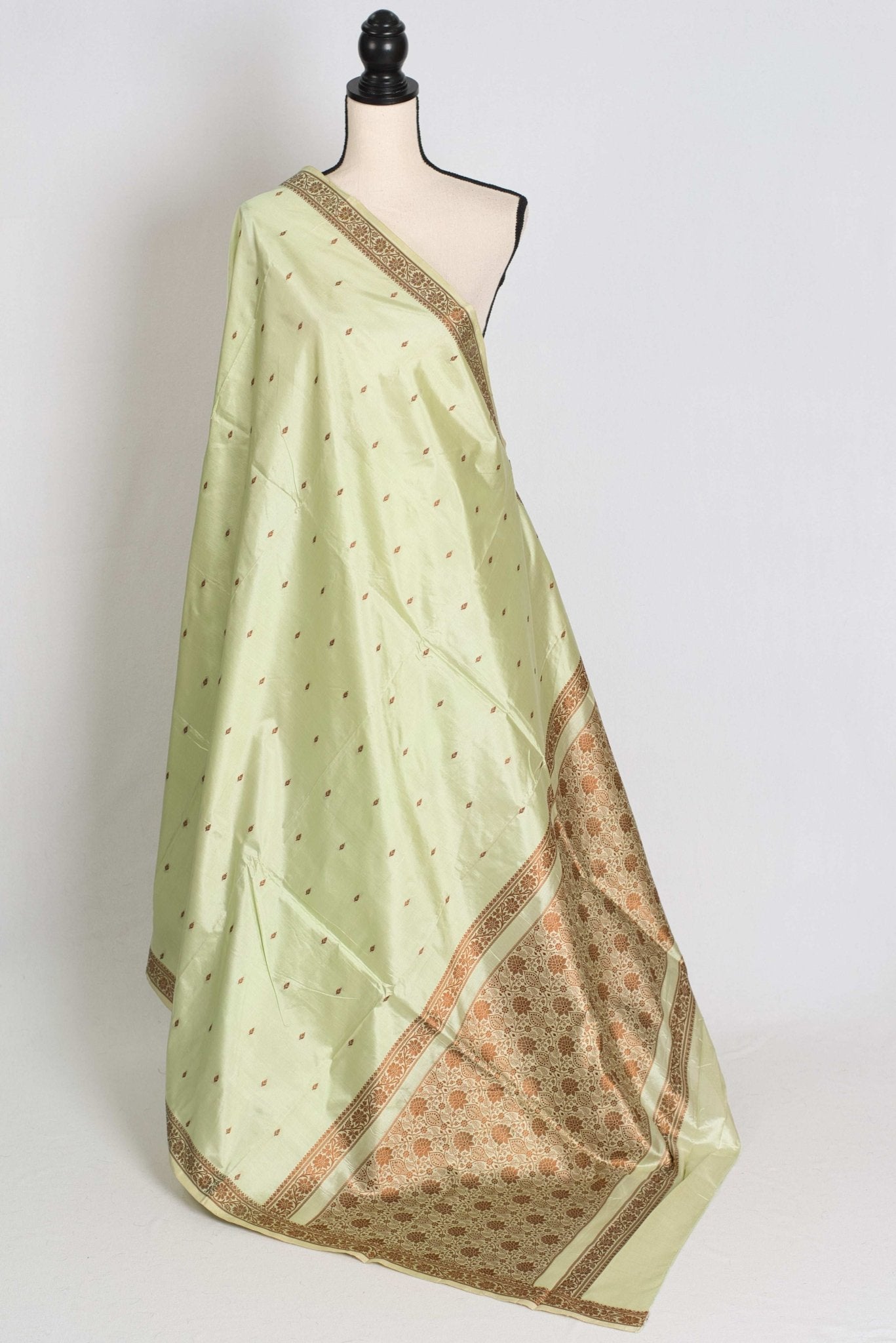 Snigdha : Certified Silk Banarasi Saree with Resham Work in Sea Green - Saree Mandi