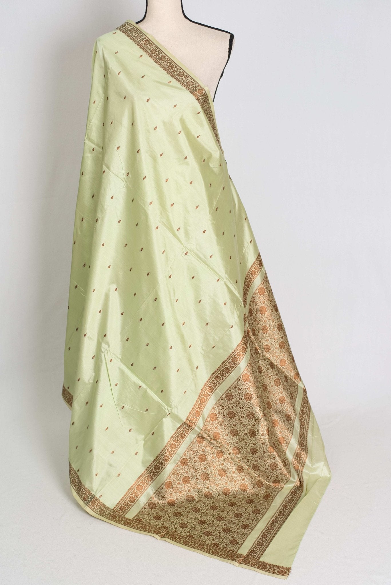 Snigdha : Certified Silk Banarasi Saree with Resham Work in Sea Green - Saree Mandi