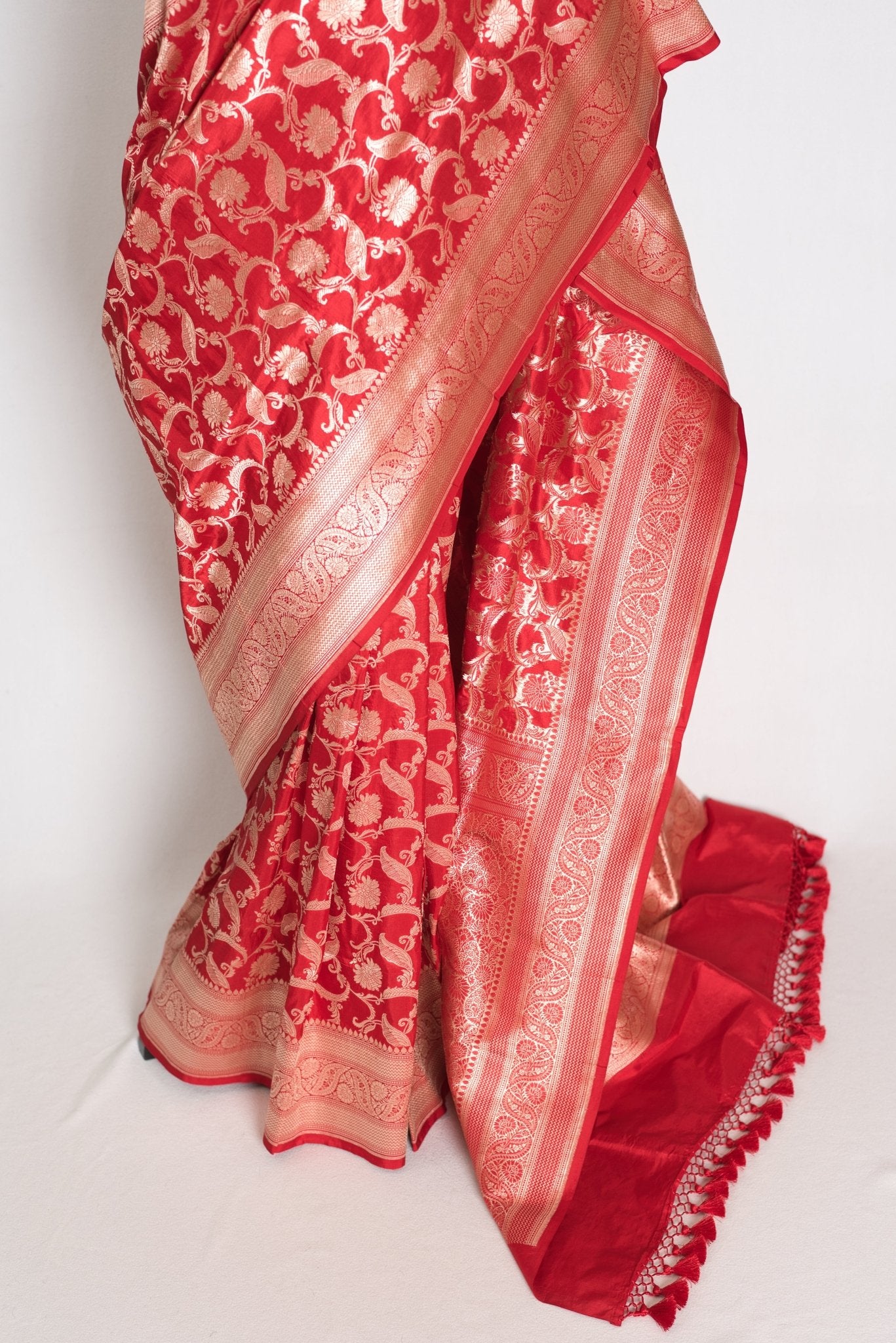 Red Banarasi saree — blouse piece