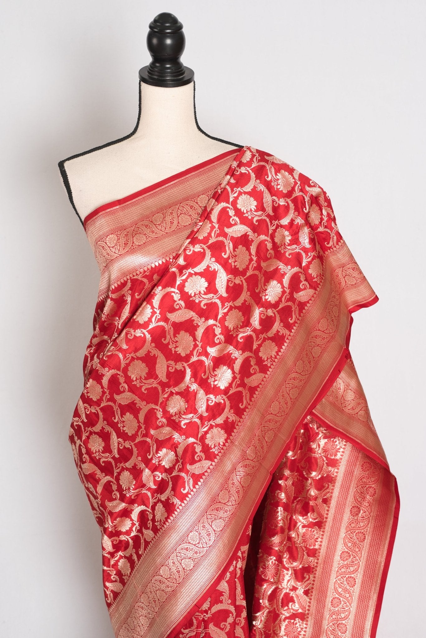 Red Banarasi saree — pallu view