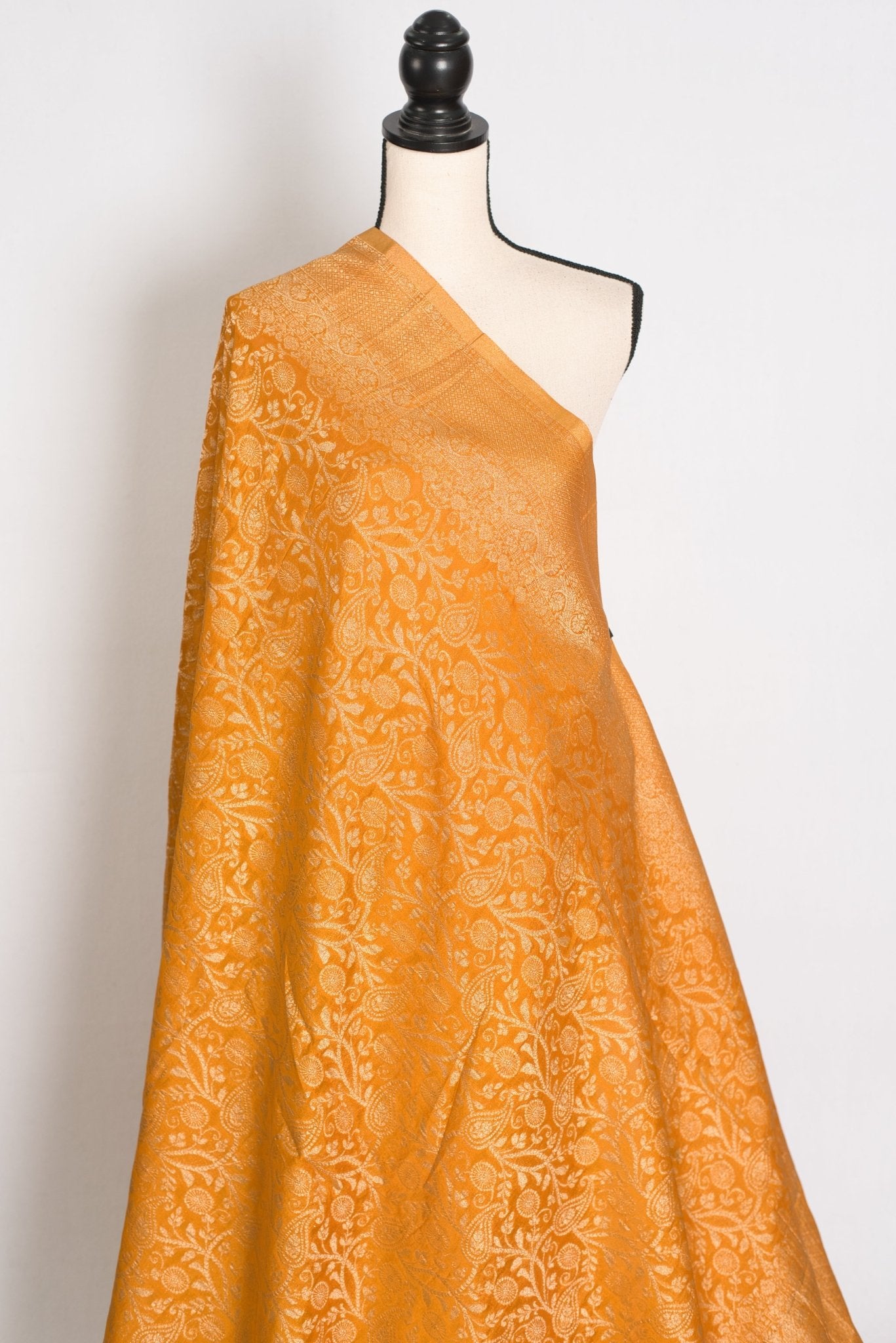 Sudha: Haldi Yellow & Gold Semi Georgette Jaal Banarasi Saree - Saree Mandi