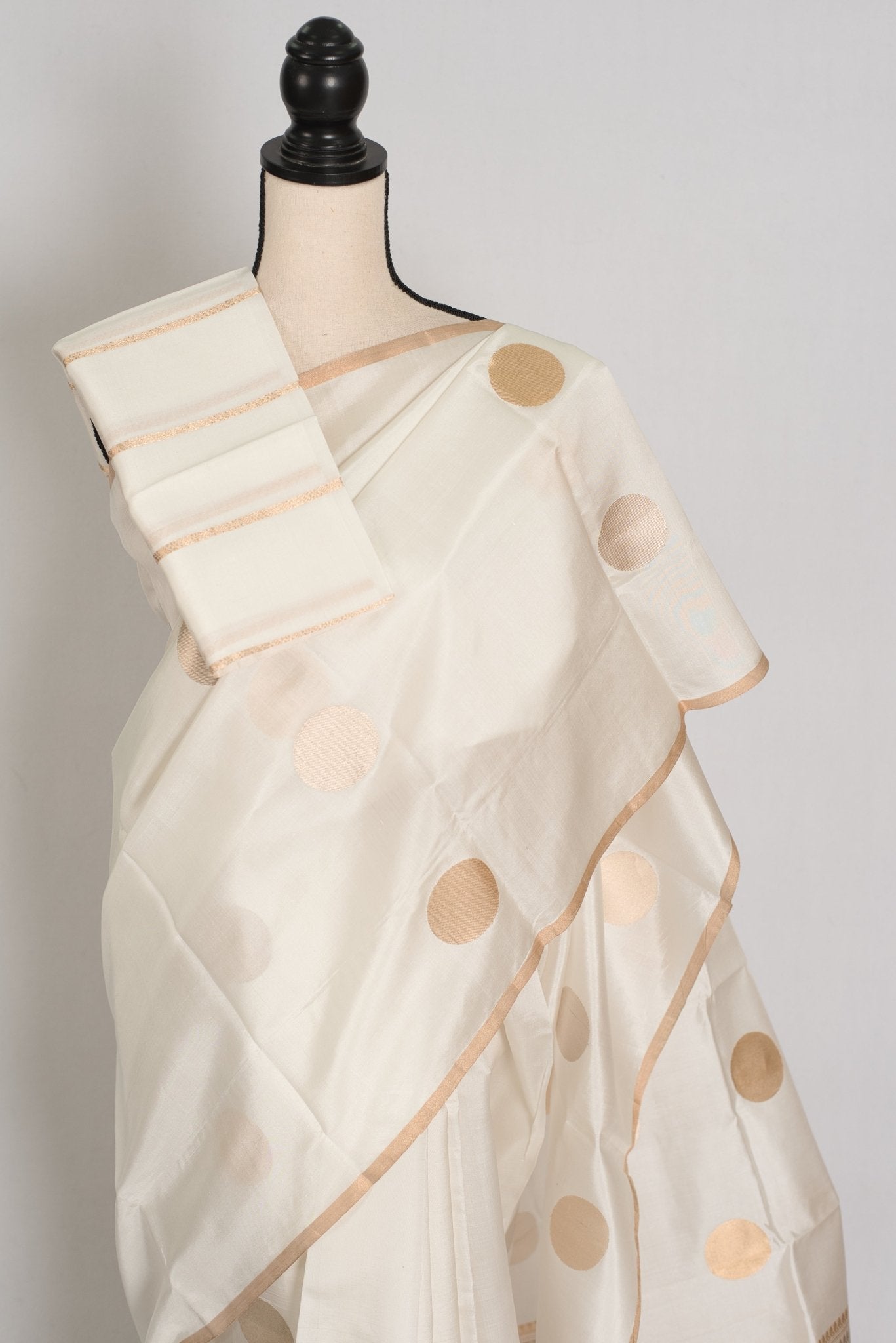 Sudha: Silk Mark Certified White & Gold Light Katan Banarasi Silk Saree - Saree Mandi