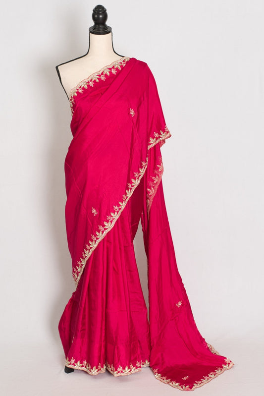 Sunaina: Dark Pink Designer Saree with Zardosi & Stone Work | Partywear - Saree Mandi